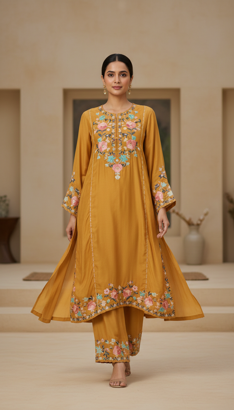 Blended Fabric Kurti With Modern Cut